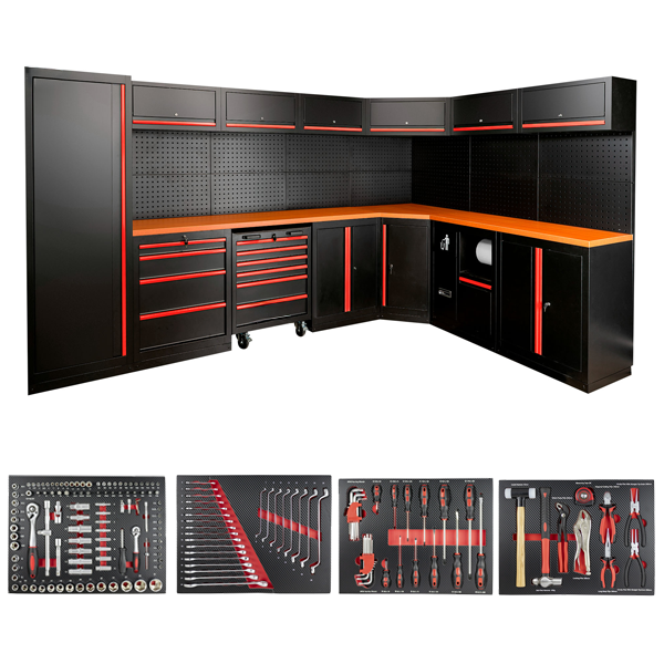 CONJUNTO MODULAR / MUEBLE TALLER [ESQUINA] ROJO