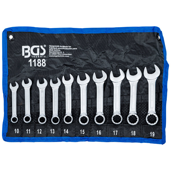 JUEGO LLAVES COMBINADAS BGS CORTAS 10-19MM