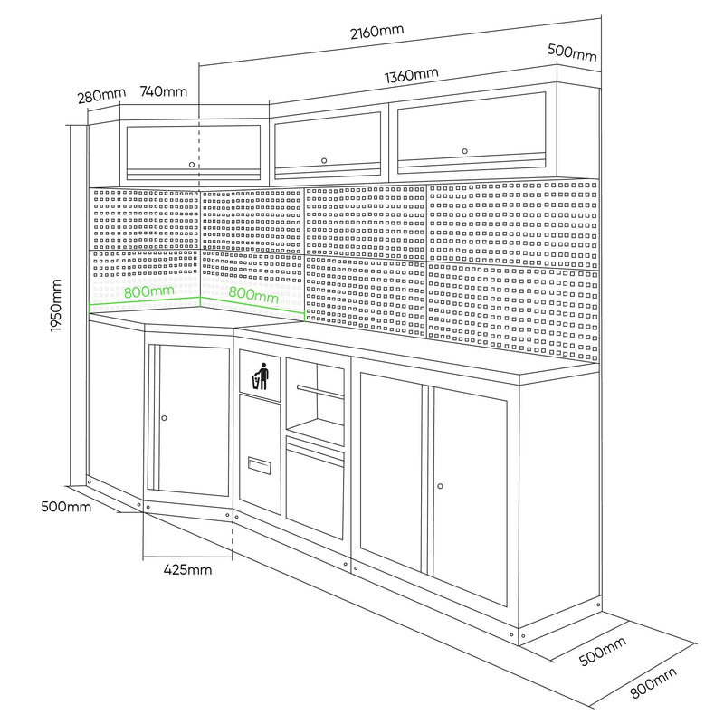 CONJUNTO ESQUINA ARMARIO TALLER [DORADO]