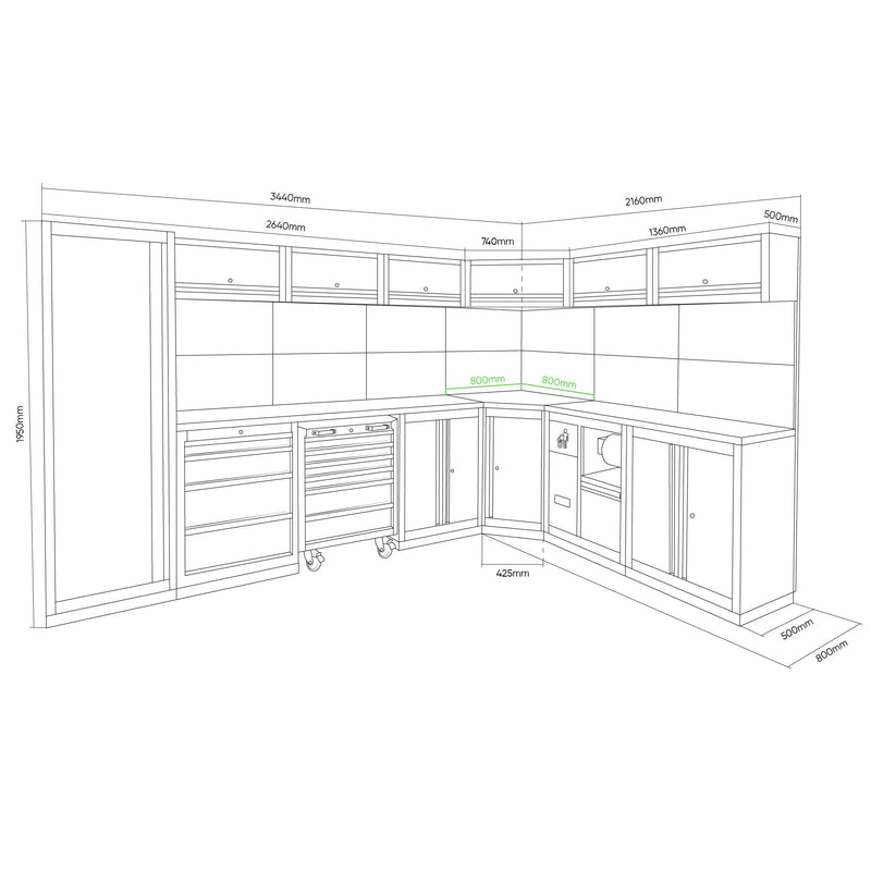 CONJUNTO MODULAR / MUEBLE TALLER [ESQUINA] ROSA