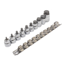JUEGO 10 PCS PUNTAS HEX MÉTRICAS DE PERFIL BAJO | 3/8" + 1/2"