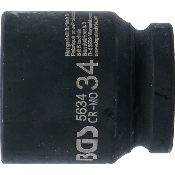 LLAVE DE VASO DE IMPACTO HEXAGONAL | 3/4" | 34 MM