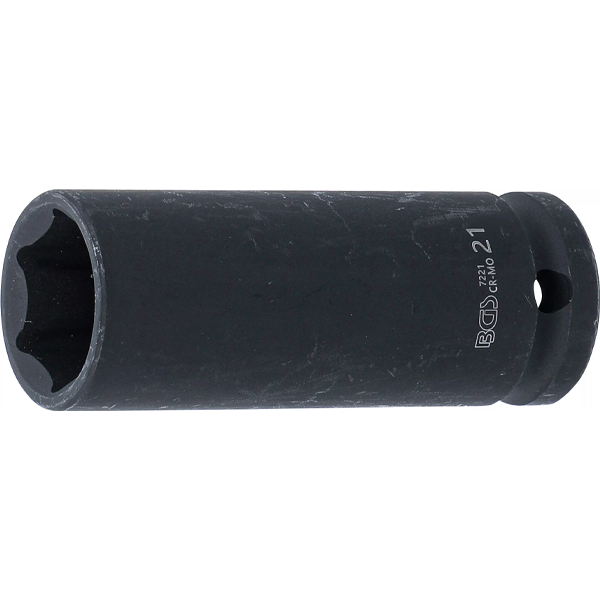 LLAVE DE VASO DE IMPACTO LARGA HEXAGONAL | 1/2" | 21 MM