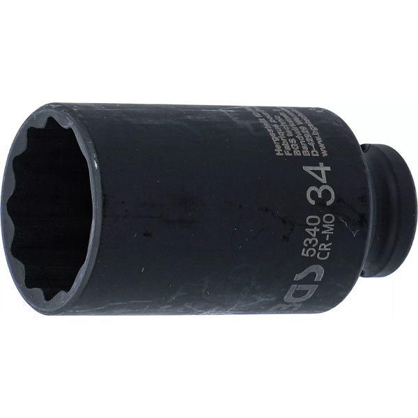 LLAVE DE VASO DE IMPACTO LARGA 12 CARAS | 1/2" | 34 MM