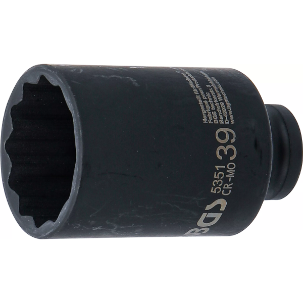 LLAVE DE VASO DE IMPACTO LARGA 12 CARAS | 1/2" | 39 MM