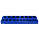 Organizador magnético SATRA S-90266 azul para vasos cortos de 1/2", con alojamientos numerados y sin vasos.